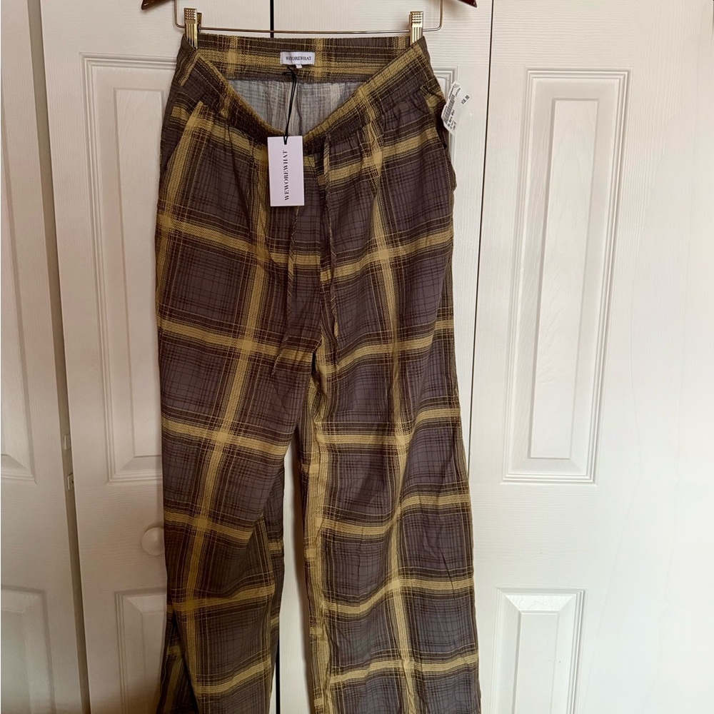 WeWoreWhat - Pull on Pajama Bottom Deep Sage Multi - Relaxed Fit